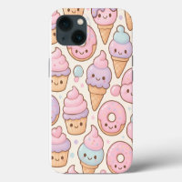 Kawaii Sweet Treats Pattern – Smiling Cupcakes