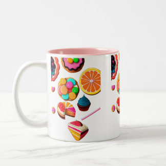 "Kawaii Sweets Sip in Sweetness and Cuteness Two-Tone Coffee Mug