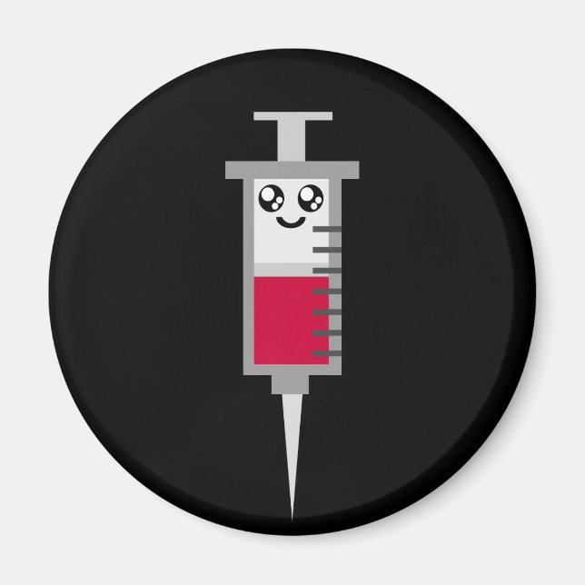 KAWAII SYRINGE SHOT MEDICAL HAPPY FACE MAGNET (Front)