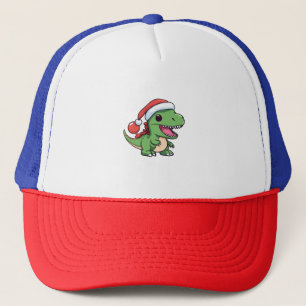Kawaii T-Rex Dinosaur in Christmas Hat