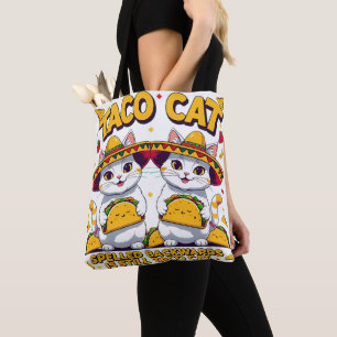 Kawaii Taco Cat Palindrome Fiesta Art  Tote Bag