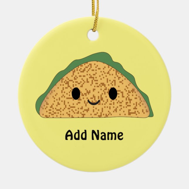 Kawaii Taco Ceramic Tree Decoration (Front)