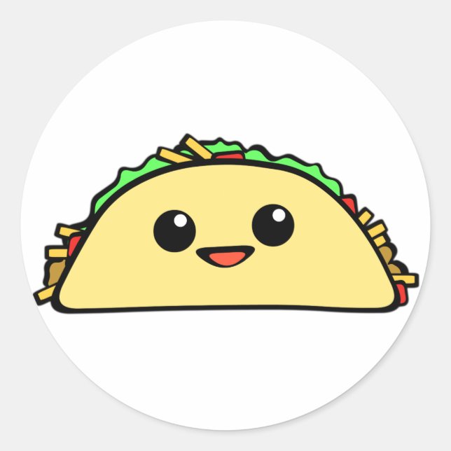 Kawaii Taco Classic Round Sticker (Front)