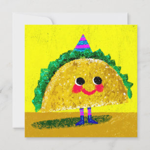 Kawaii Taco Party Character Art Invitation
