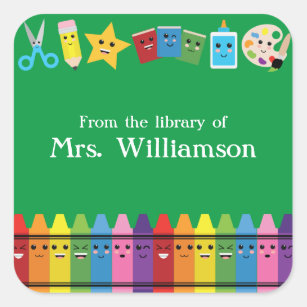 Kawaii Teacher From The Library Of Square Sticker