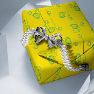 Kawaii Teal Lions & Sunshine – Cute Pattern Wrapping Paper Sheet