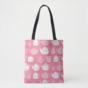 Kawaii Teapot Tote Bag – Cute, Pink, Aesthetic