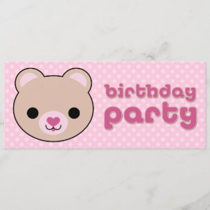 Kawaii Teddy Bear Cute Birthday Party Invitations