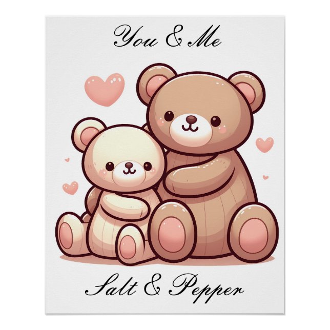 Kawaii Teddy Bear Hug Poster (Front)