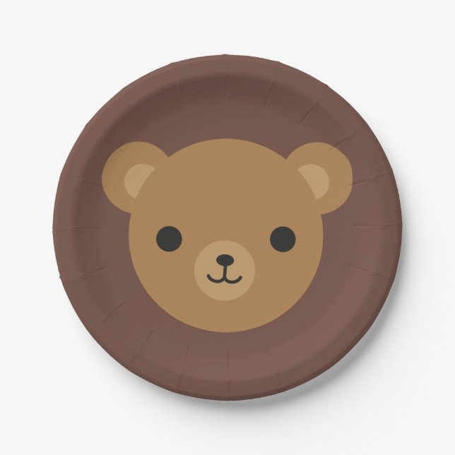 Kawaii Teddy Bear Paper Plate (Front)