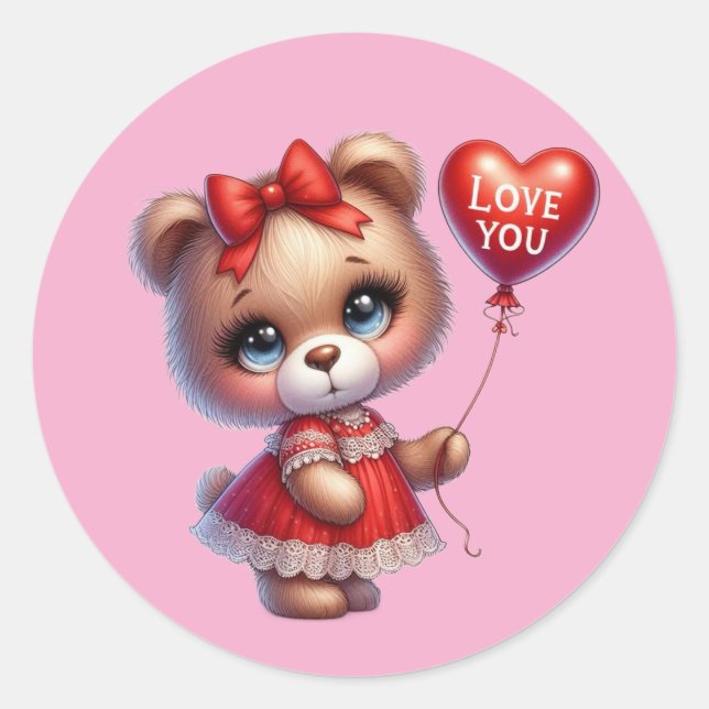 Kawaii Teddy Bear Sticker – Cute Sweet Design (Front)