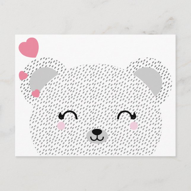 kawaii teddy valentine BEAR HUG girl Holiday Postcard (Front)