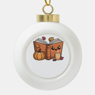 kawaii thanksgiving book Classic T-Shirt Ceramic Ball Christmas Ornament
