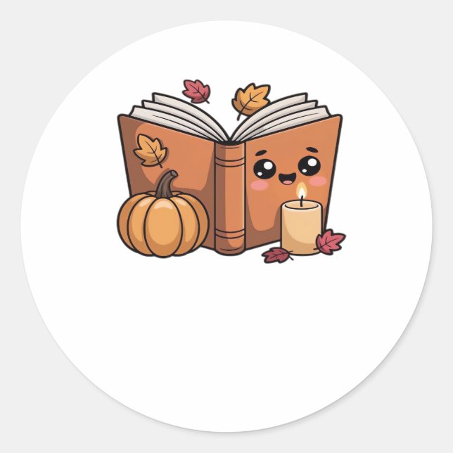 kawaii thanksgiving book Classic T-Shirt Classic Round Sticker (Front)