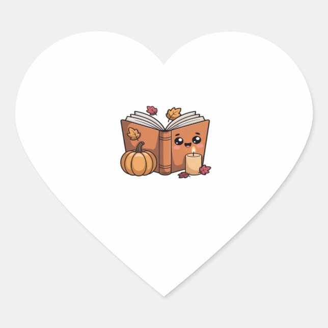 kawaii thanksgiving book Classic T-Shirt Heart Sticker (Front)