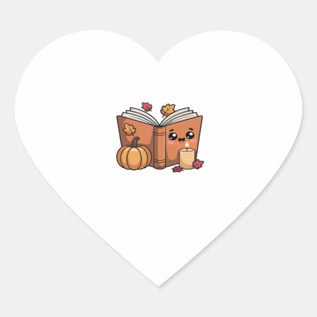 kawaii thanksgiving book Oversized T-Shirt Heart Sticker (Front)