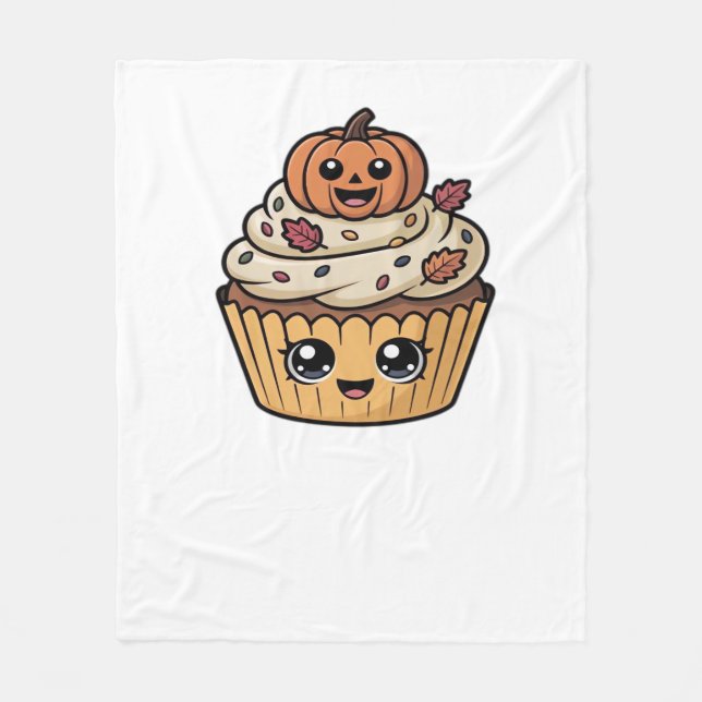 kawaii thanksgiving cupcake Oversized T-Shirt Fleece Blanket (Front)