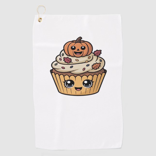 kawaii thanksgiving cupcake Oversized T-Shirt Golf Towel (Front)