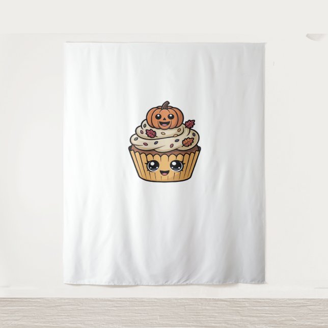 kawaii thanksgiving cupcake Oversized T-Shirt Tapestry (Front)