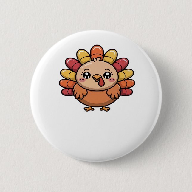 kawaii thanksgiving turkey Classic T-Shirt_1 6 Cm Round Badge (Front)