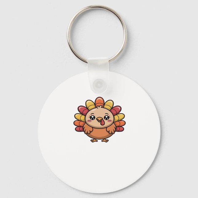 kawaii thanksgiving turkey Classic T-Shirt_1 Key Ring (Front)