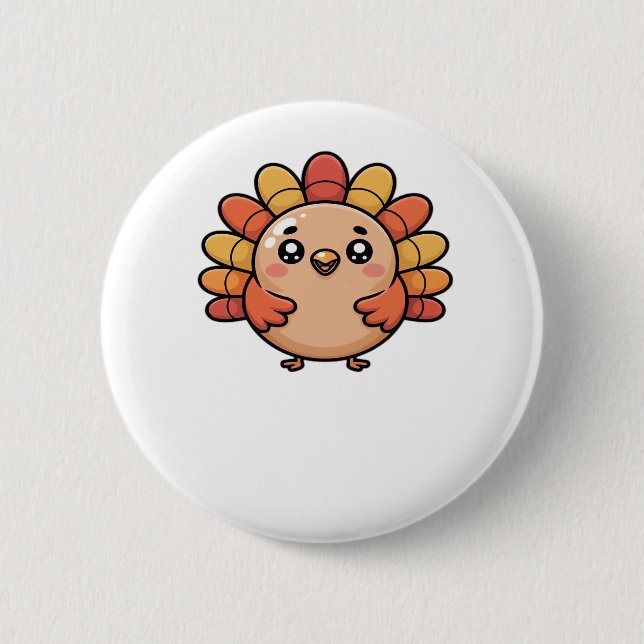 kawaii thanksgiving turkey Classic T-Shirt 6 Cm Round Badge (Front)