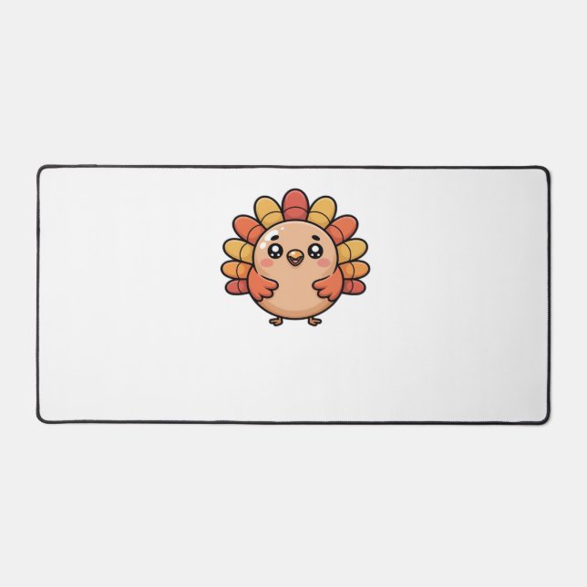 kawaii thanksgiving turkey Classic T-Shirt Desk Mat (Front)