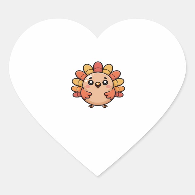 kawaii thanksgiving turkey Classic T-Shirt Heart Sticker (Front)