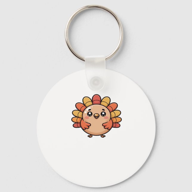 kawaii thanksgiving turkey Classic T-Shirt Key Ring (Front)