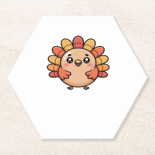 kawaii thanksgiving turkey Classic T-Shirt Paper Coaster (Front)