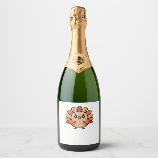 kawaii thanksgiving turkey Classic T-Shirt Sparkling Wine Label (Front)