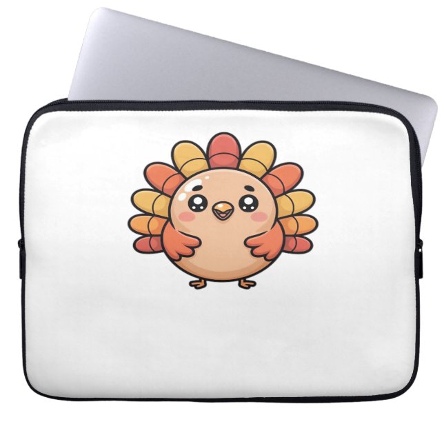 kawaii thanksgiving turkey Oversized T-Shirt_1 Laptop Sleeve (Front)