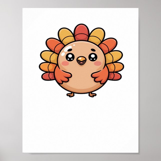 kawaii thanksgiving turkey Oversized T-Shirt_1 Poster (Front)