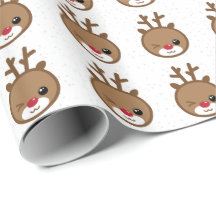 Kawaii the Red Nose Reindeer Christmas Gift Wrap