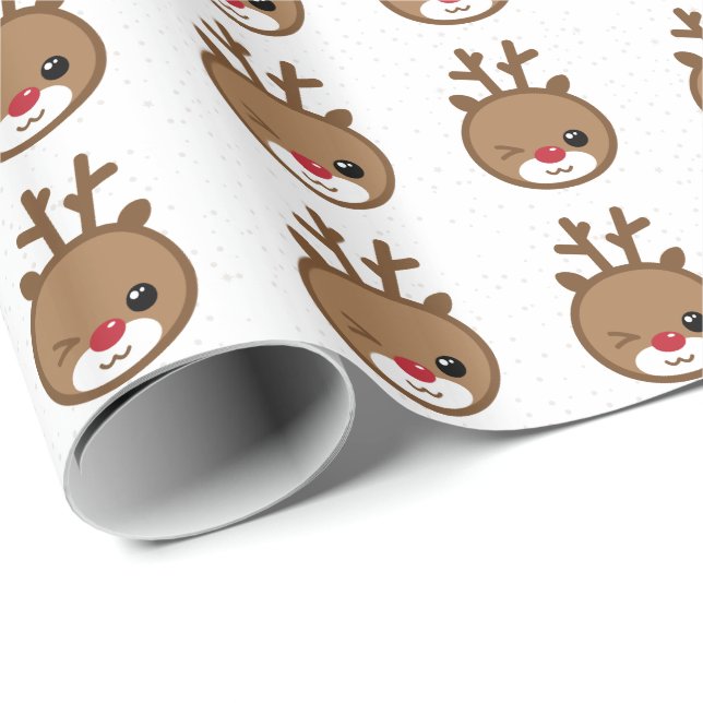 Kawaii the Red Nose Reindeer Christmas Gift Wrap (Roll Corner)