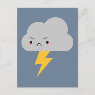 Kawaii Thunder & Lightning Cloud Postcard