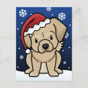 Kawaii Tibetan Spaniel Christmas Postcard