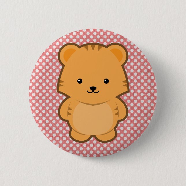 Kawaii Tiger 6 Cm Round Badge (Front)