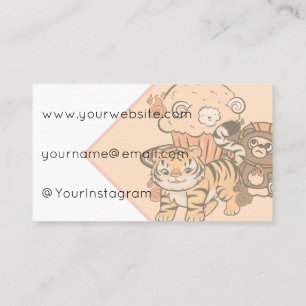 Kawaii Tiger and Japanese Tanuki Muffin Business Card