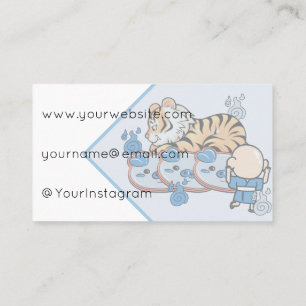 Kawaii Tiger and Ungaikyo Mirror Yokai Business Card