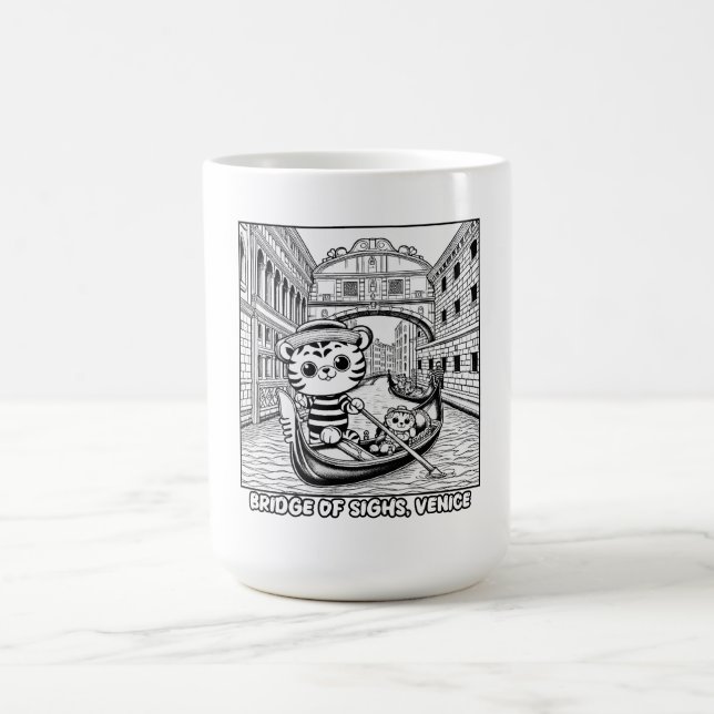 Kawaii Tiger at Bridge of Sighs Venice Coffee Mug (Center)