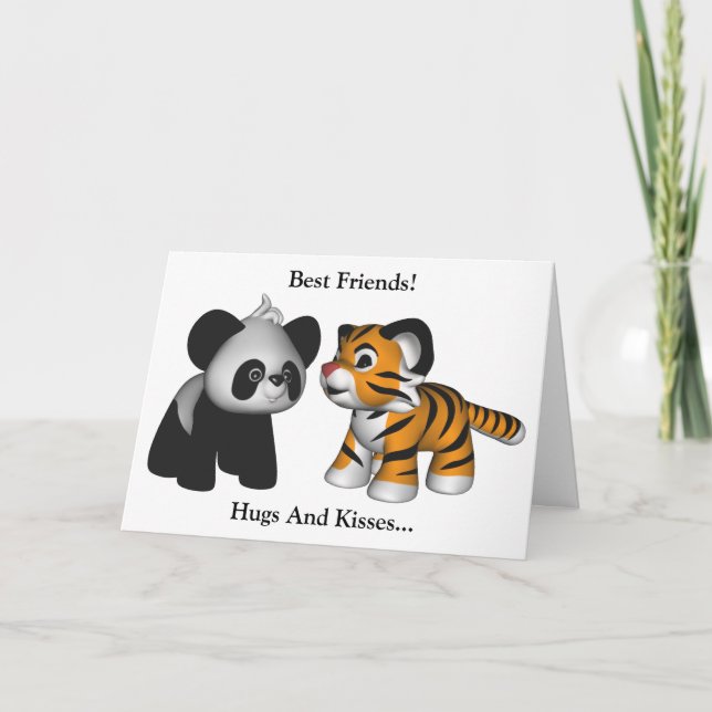 Kawaii Tiger Panda Best Friends Card (Front)