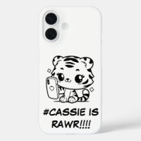 Kawaii Tiger Selfie Phone Case Personalisable Name
