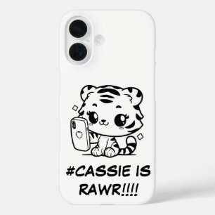 Kawaii Tiger Selfie Phone Case Personalisable Name