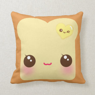 Kawaii toast with cute heart butter cushion