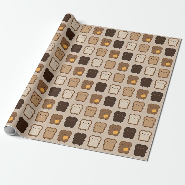 Kawaii Toast Wrapping Paper (Unrolled)