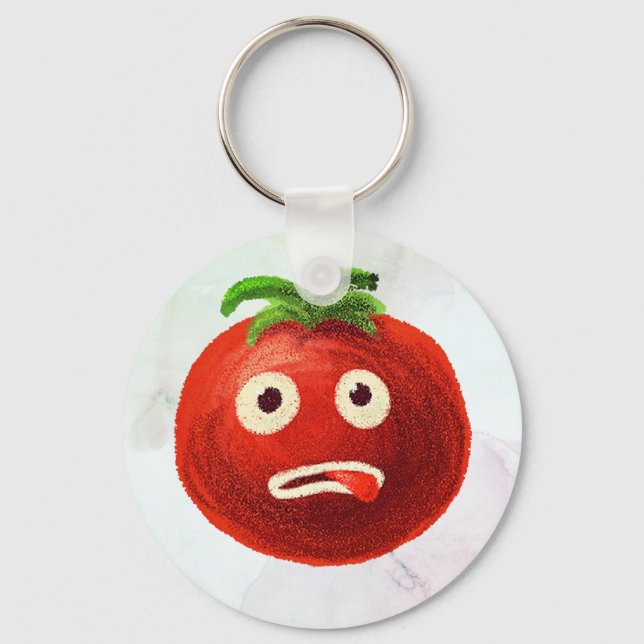 Kawaii Tomato Cute Funny Cartoon Vegetable Key Ring (Front)