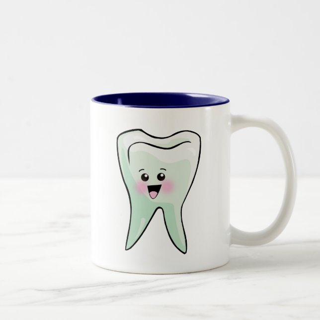 Kawaii Tooth Dental Art Two-Tone Coffee Mug (Right)