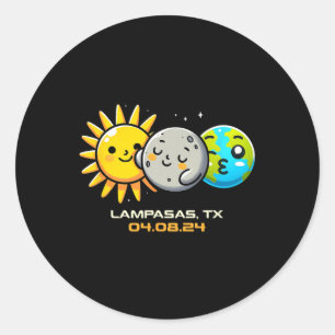 Kawaii Total Solar Eclipse Lampasas Texas Classic Round Sticker
