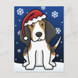 Kawaii Treeing Walker Coonhound Christmas Postcard